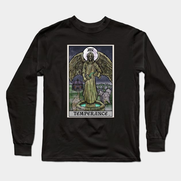 Temperance Tarot Card Halloween Gothic Creepy Crying Angel Statue Long Sleeve T-Shirt by TheGhoulishGarb